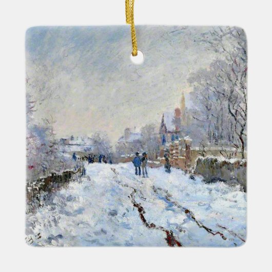 Monet - Snow Scene at Argenteuil Keramikornament (Vorderseite)