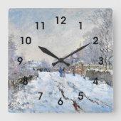 Monet - Snow Scene at Argenteuil Quadratische Wanduhr (Vorderseite)