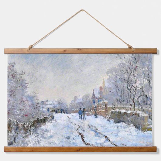 Monet - Snow Scene at Argenteuil Wandteppich Mit Holzrahmen (Vorne)
