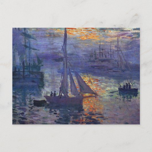 Monet Sonnenaufgang auf Seesegelboot Malerei Kunst Postkarte (Vorderseite)