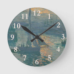 Monet Sonnenaufgang Marine Impressionismus Malerei Runde Wanduhr