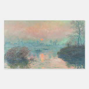 Monet Sonnenuntergang an der Seine Fine Art Impres Rechteckiger Aufkleber