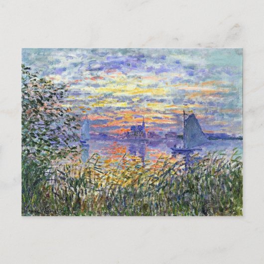 Monet - Sonnenuntergang an der Seine, Kunstmalerei Postkarte (Vorderseite)
