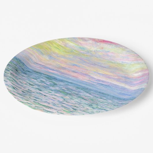 Monet - Sonnenuntergang in Pourville, schöne Kunst Pappteller (Schrägansicht)