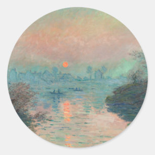 Monet Sonnenuntergang Seine Fine Art Impressionism Runder Aufkleber