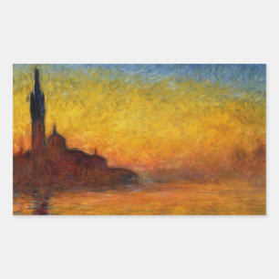 Monet Sonnenuntergang Venedig Farbige Impressionis Rechteckiger Aufkleber