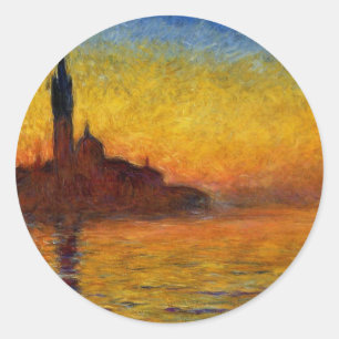 Monet Sonnenuntergang Venedig Farbige Impressionis Runder Aufkleber