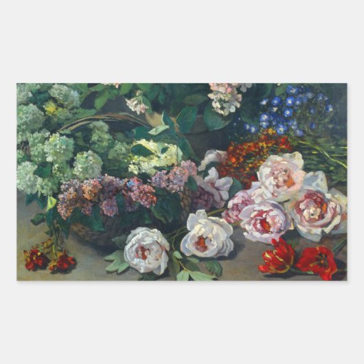 Monet Spring Flowers Rechteckiger Aufkleber (Vorderseite)