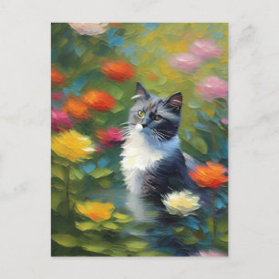 Monet Style Cat Postcard Postkarte