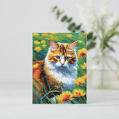 Monet Style Cat Postcard Postkarte (Stehend Vorderseite)