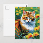 Monet Style Cat Postcard Postkarte (Vorne/Hinten)