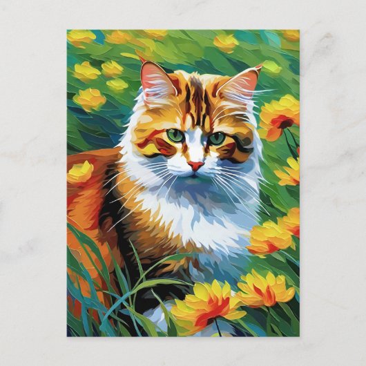 Monet Style Cat Postcard Postkarte (Vorderseite)