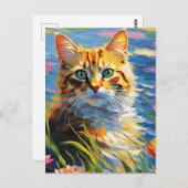 Monet Style Cat Postcard Postkarte (Vorne/Hinten)