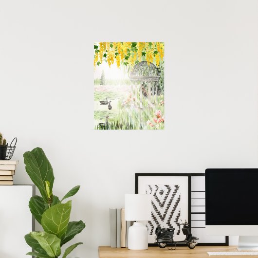 Monet Style Gazebo Floral Art Print Poster (Heimbüro)