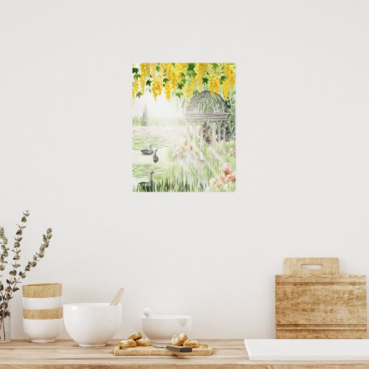 Monet Style Gazebo Floral Art Print Poster (Küche)