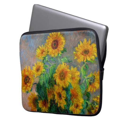 Monet Sunblumen Laptopschutzhülle (Vorderseite Links)