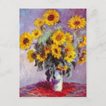 Monet Sunblumen Postkarte<br><div class="desc">Kunst von Claude Monet Sonnenblumen in einer Vase</div>