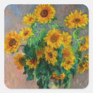 Monet Sunblumen Quadratischer Aufkleber