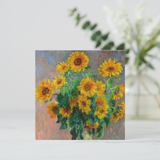 Monet Sunflowers Einladung (Stehend Vorderseite)