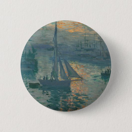 Monet Sunrise Marine Impressionismus Gemälde Button (Vorderseite)