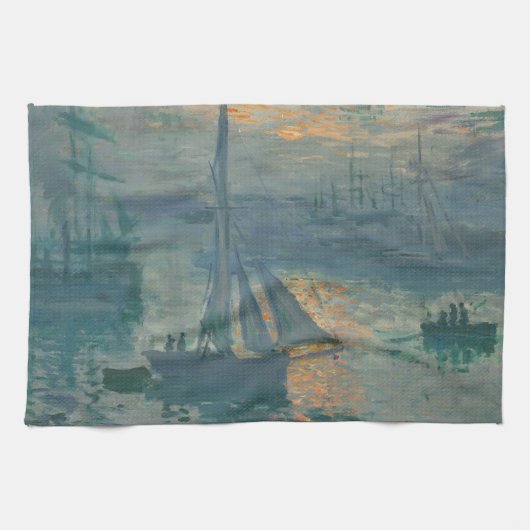 Monet Sunrise Marine Impressionismus Gemälde Geschirrtuch (Horizontal)