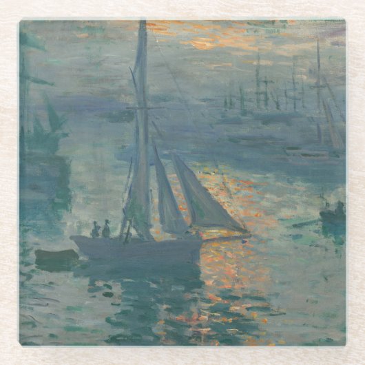 Monet Sunrise Marine Impressionismus Gemälde Glasuntersetzer (Vorderseite)
