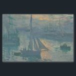Monet Sunrise Marine Impressionismus Gemälde Seidenpapier<br><div class="desc">Claude Monets Gemälde Sunrise (Marine) ist ein berühmtes Gemälde des französischen Impressionisten Claude Monet aus dem Jahr 1872. Sunrise (Marine) wurde in der Luft gemalt,  oder "im Freien" und zeigt seine informellen und spontanen Pinselstriche.</div>