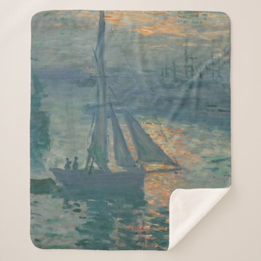 Monet Sunrise Marine Impressionismus Gemälde Sherpadecke (Vorderseite)