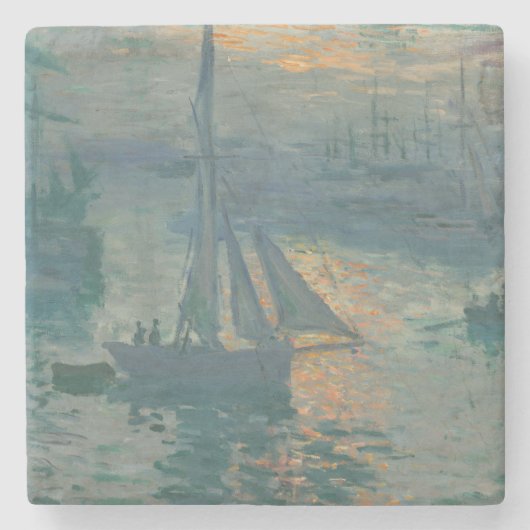 Monet Sunrise Marine Impressionismus Gemälde Steinuntersetzer (Vorderseite)