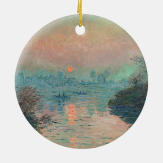 Monet Sunset Fine Art Impressionist Malerei Keramik Ornament (Hinten)