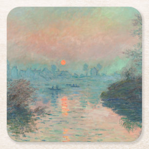 Monet Sunset Seine Frische Pasta machen Rechteckiger Pappuntersetzer