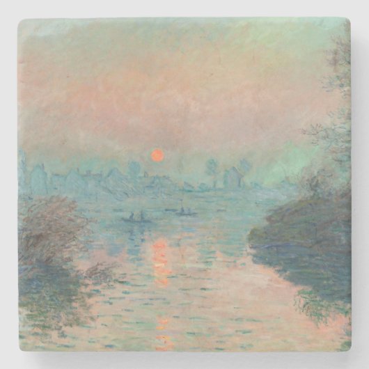 Monet Sunset Seine Frische Pasta machen Steinuntersetzer (Vorderseite)