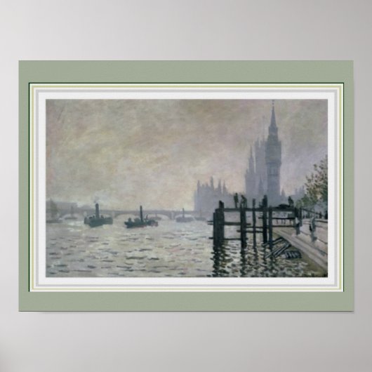 Monet Thames Below Westminster 16 x 12 Poster (Vorne)