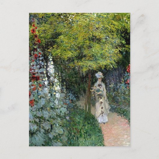 Monet - The Garden Hollyhocks Postkarte (Vorderseite)
