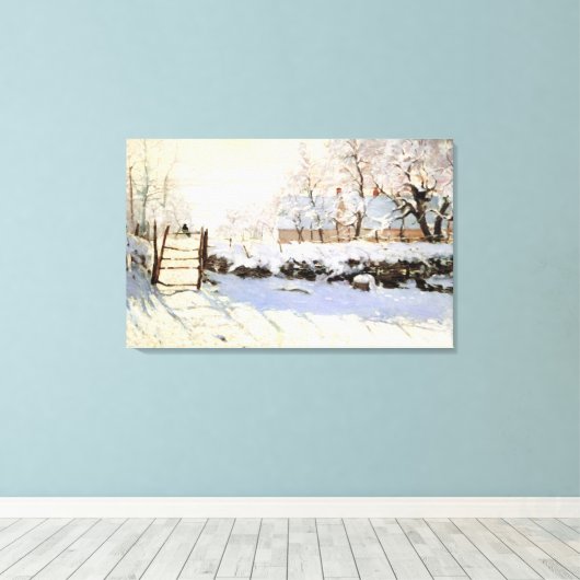 Monet The Magpie 36x23 Wrapped Canvas Leinwanddruck (Insitu (Holzboden))