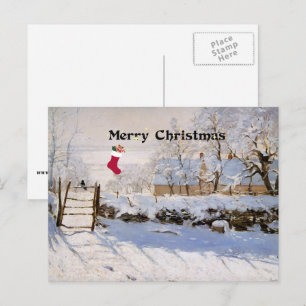 Monet - The Magpie, Weihnachtsgrüße Feiertagspostkarte