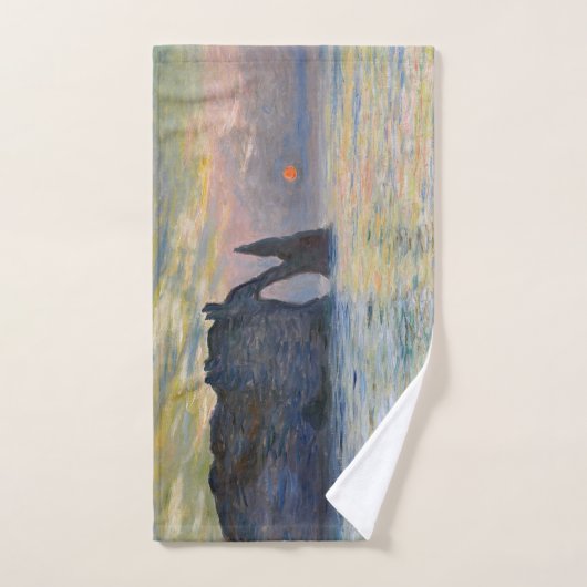 Monet - The Manneport, Cliff at Etretat, Sunset Badhandtuch Set (Handtuch)