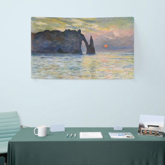 Monet - The Manneport, Cliff at Etretat, Sunset Banner (Messeveranstaltung)