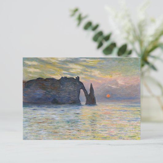 Monet - The Manneport, Cliff at Etretat, Sunset Dankeskarte (Stehend Vorderseite)