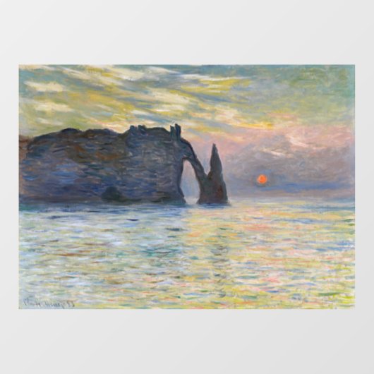 Monet - The Manneport, Cliff at Etretat, Sunset Fensteraufkleber (Blatt)