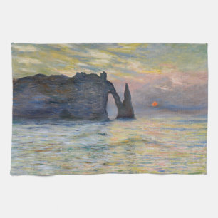 Monet - The Manneport, Cliff at Etretat, Sunset Geschirrtuch
