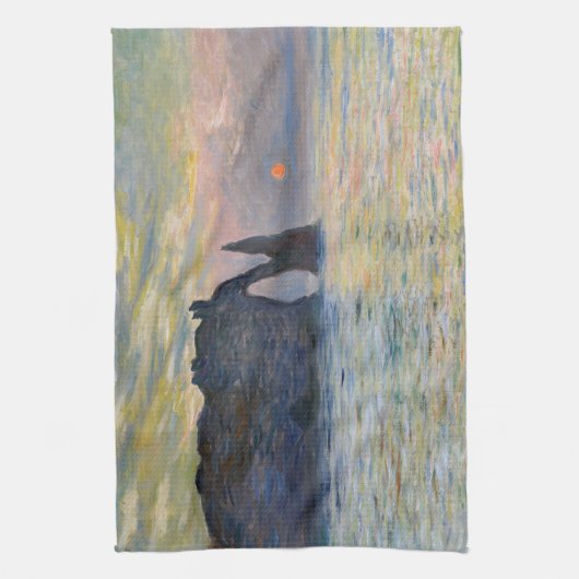 Monet - The Manneport, Cliff at Etretat, Sunset Geschirrtuch (Vertikal)