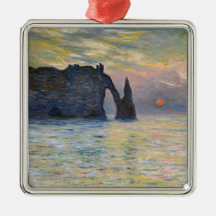 Monet - The Manneport, Cliff at Etretat, Sunset Ornament Aus Metall