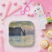 Monet - The Manneport, Cliff at Etretat, Sunset Pappteller (Party)