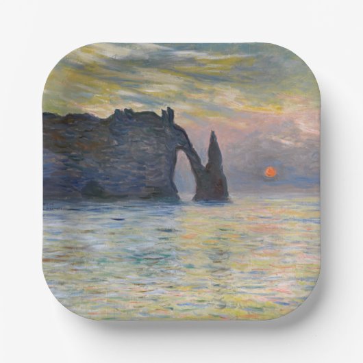 Monet - The Manneport, Cliff at Etretat, Sunset Pappteller (Vorderseite)