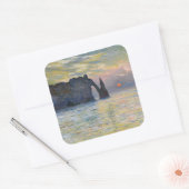 Monet - The Manneport, Cliff at Etretat, Sunset Quadratischer Aufkleber (Umschlag)