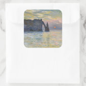 Monet - The Manneport, Cliff at Etretat, Sunset Quadratischer Aufkleber (Tasche)