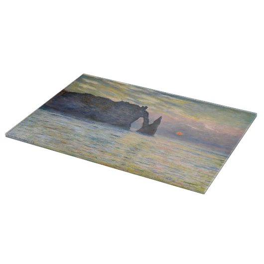 Monet - The Manneport, Cliff at Etretat, Sunset Schneidebrett (Ecke)