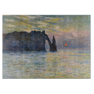 Monet - The Manneport, Cliff at Etretat, Sunset Schneidebrett