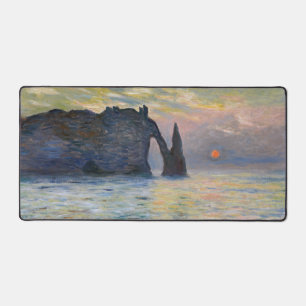 Monet - The Manneport, Cliff at Etretat, Sunset Schreibtischunterlage